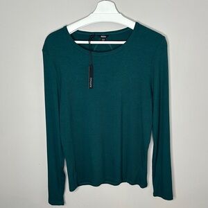 NWT Buffalo Women's Deep Green Ribbed Long Sleeve Top